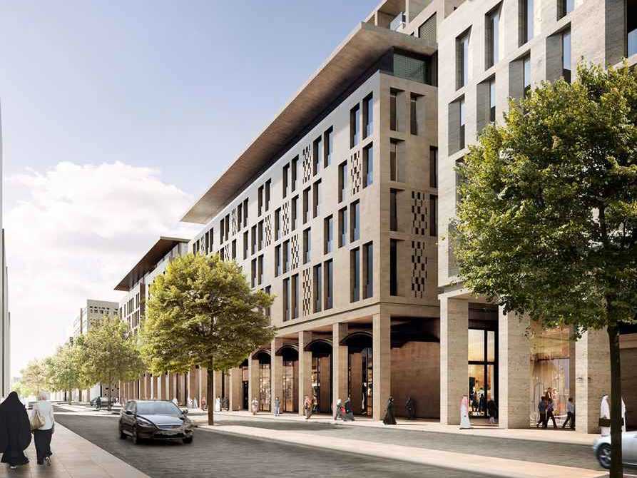 Streetscape of intended design for Msheireb Qatar. Elements of blast proof engineering design by Vistek Structural Engineers.