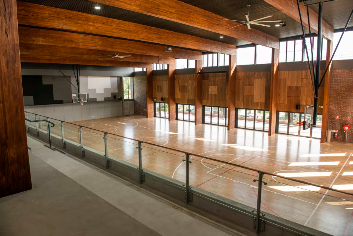 Vicbeam Glulam beams at San Clemente High School, engineered by Vistek