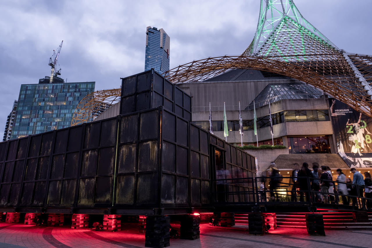 Art installation engineered by Vistek in front of Melbourne's Arts Centre